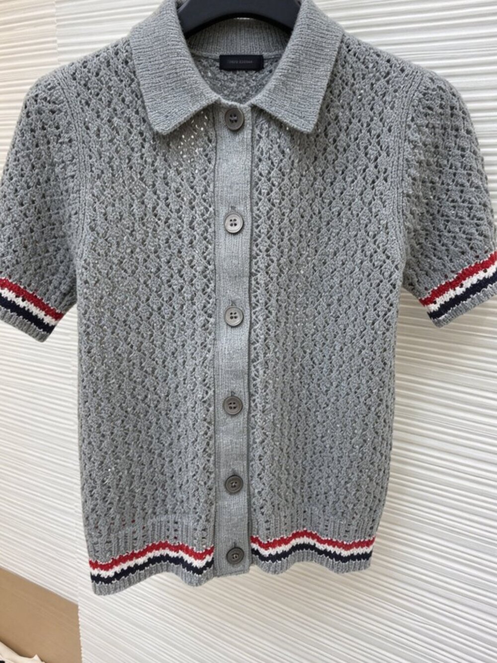 StripedOpenwork Knit Cardigan